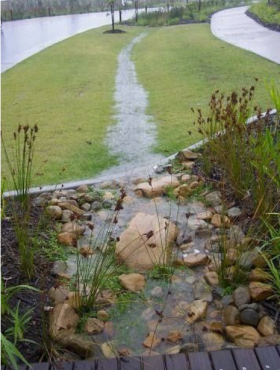 Landscape to reduce flood damage